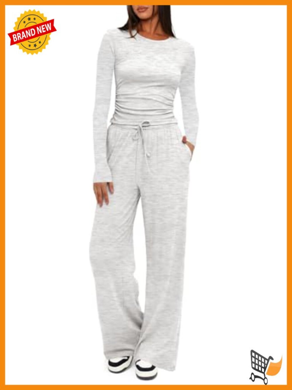 Women's 2 Piece Lounge Set Wide Leg Pants Cropped Top